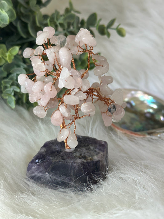 Rose Quartz Tree w/Amethyst base