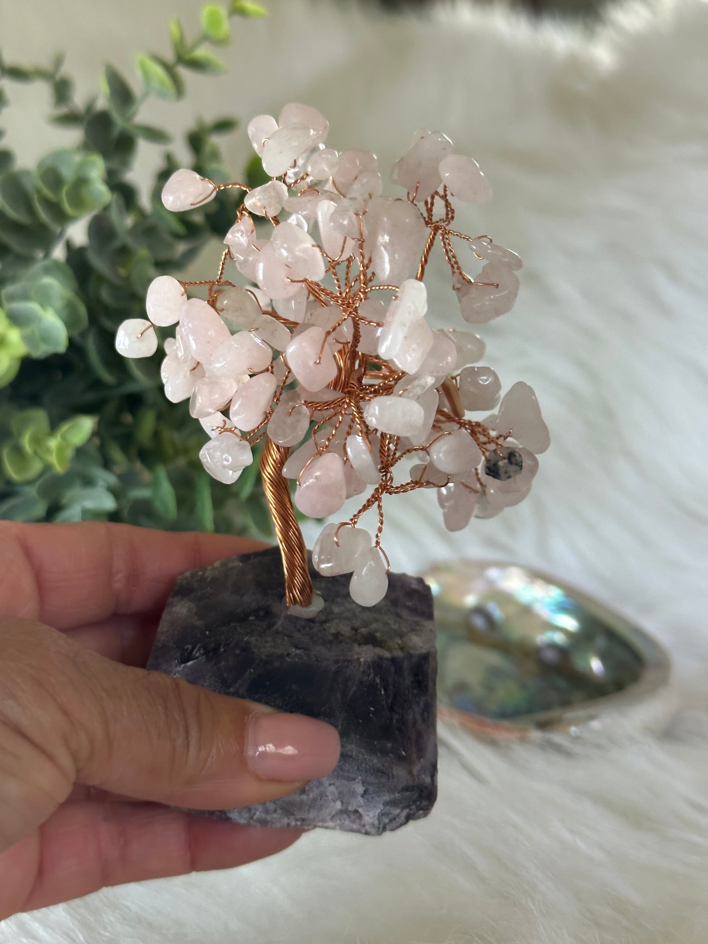 Rose Quartz Tree w/Amethyst base