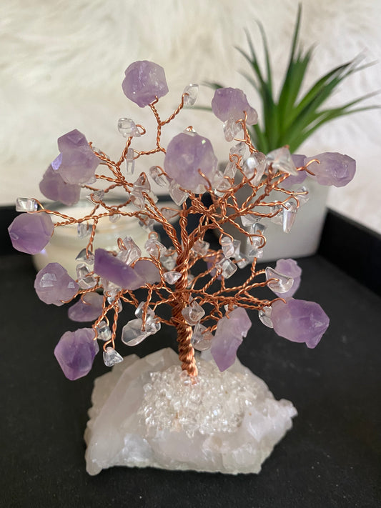 Amethyst and Clear Quartz Tree