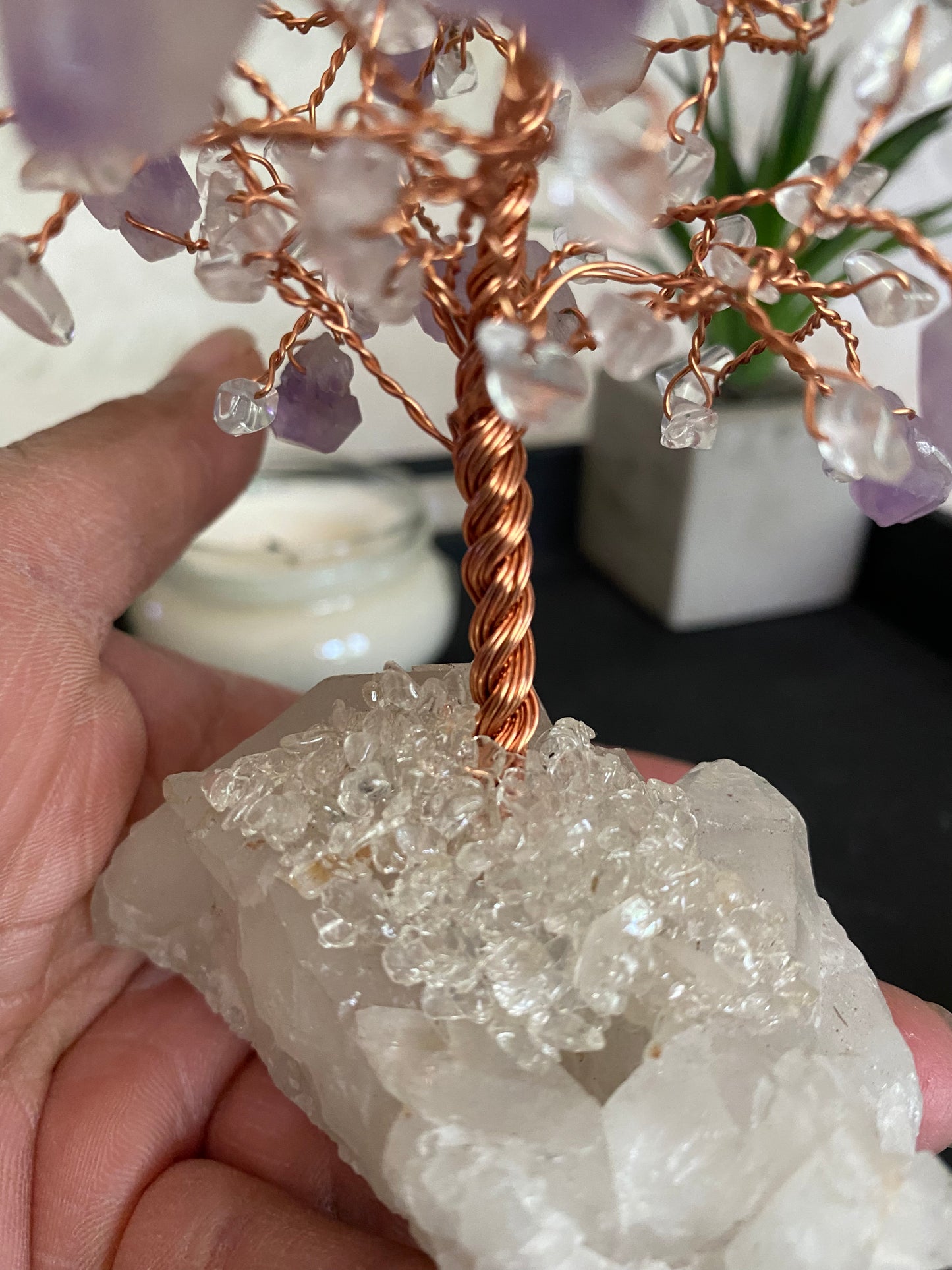 Amethyst and Clear Quartz Tree