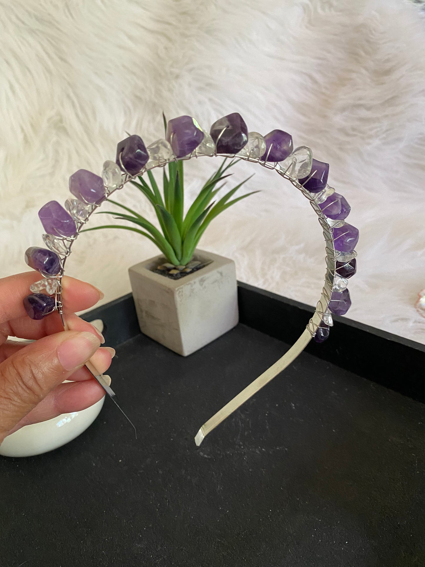 Amethyst with Clear Quartz Tiara